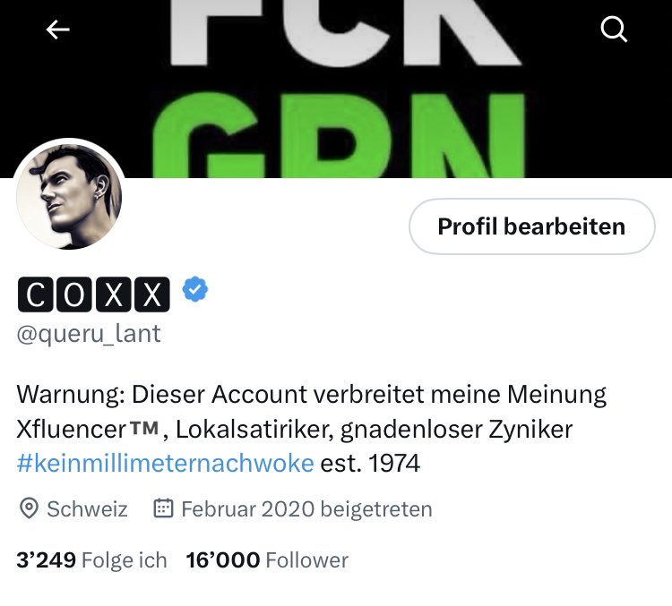 Bei der ganzen Aufregung dürfen wir nicht vergessen, dass ich, der queru_lant, eben die 16'000 geknackt habe ☝️🤩

Mit der Reichweitenbeschränkung war es in letzter Zeit ziemlich harzig. Egal, der Kampf geht weiter 💪

FCKGRN 🥳