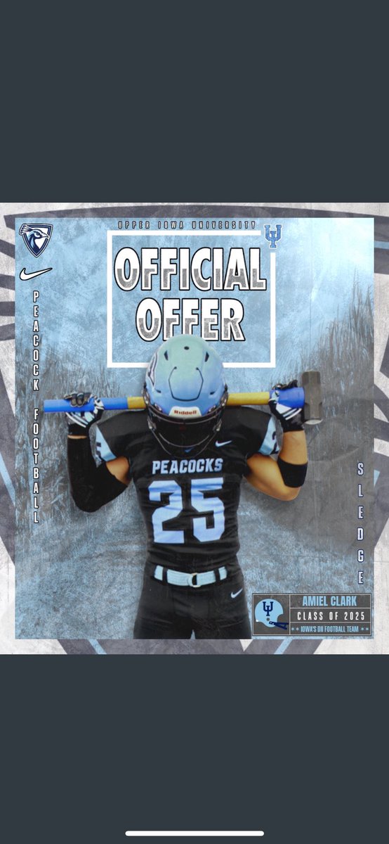 #AGTG After a great conversation with <a href="/Coach_Hoskins/">Jason Hoskins</a> I’m blessed to receive an offer from <a href="/Upper_Iowa_FB/">Upper Iowa Football</a> 
<a href="/PNTigerFootball/">Plainfield North Tiger Football</a> <a href="/mj_sbbm4keys/">Master 🏈 Technician & Trainer</a> <a href="/CoachParling/">Heath Parling</a> <a href="/rhettmizer5/">Rhett Mizer</a> <a href="/EDGYTIM/">Timothy “EDGYTIM” OHalloran</a> <a href="/PrepRedzoneIL/">Prep Redzone Illinois</a>