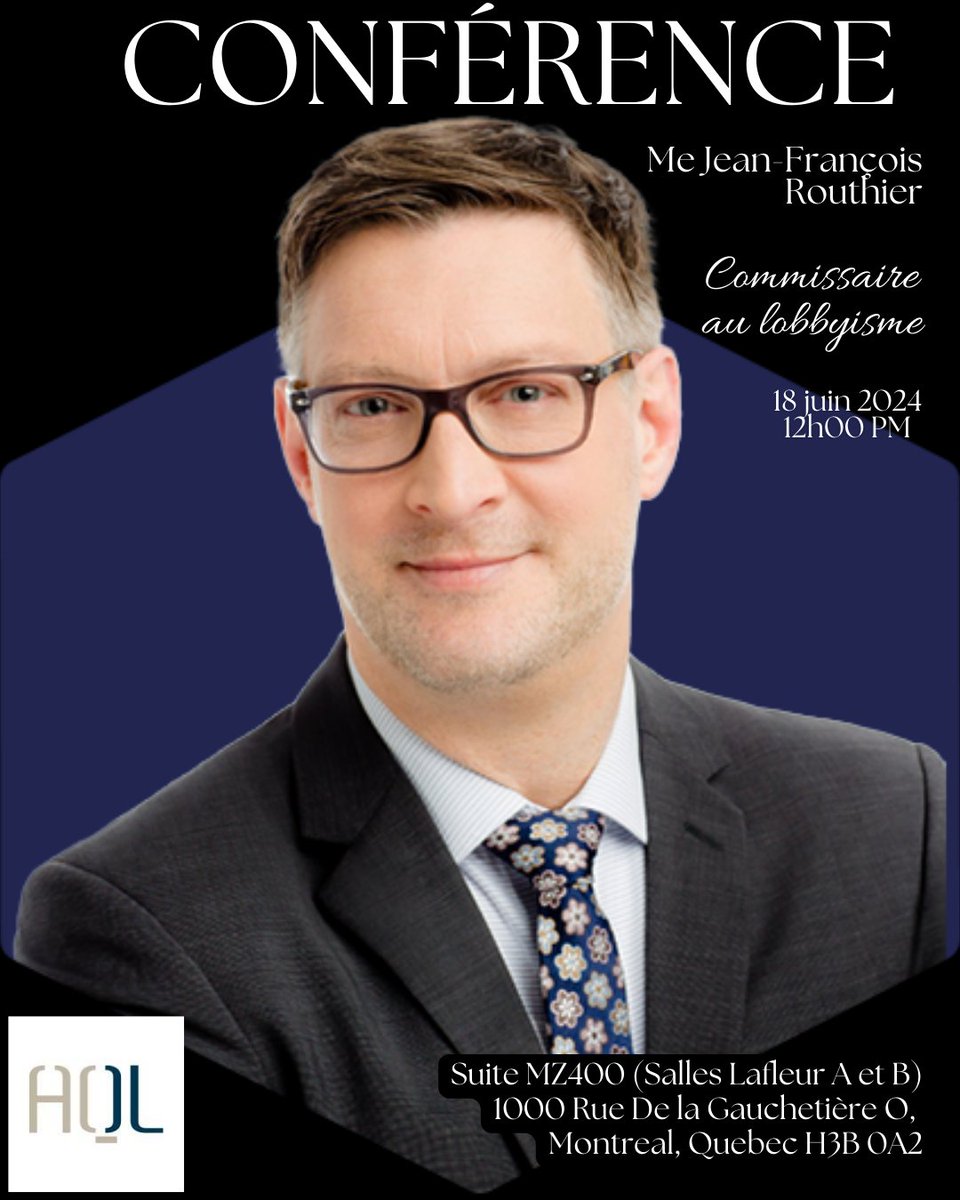 Bonjour! Avant de quitter, vérifiez que votre inscription a bien été effectuée 😉 Aucune inscription ne sera permise sur place. Me Routhier nous parlera, entre autres, de l'encadrement de la profession et de la plateforme Lobby Québec. N'attendez plus: …uebecoise-des-lobbyistes.s1.yapla.com/fr/event-54513