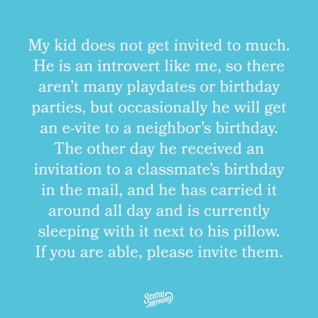 Dr Mary O'Kane (@mokearlyyears) on Twitter photo Love this one from Scary Mommy so much! ❤
If you are able, please invite them.... Love this one from Scary Mommy so much! ❤
If you are able, please invite them....