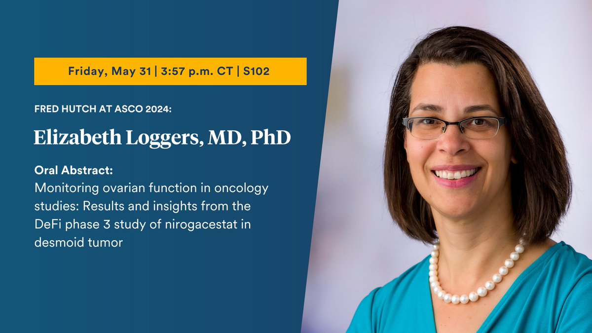 Don't miss @ETLoggers' oral abstract titled, 'Monitoring ovarian function in oncology studies: Results and insights from the DeFi phase 3 study of nirogacestat in desmoid tumor' this afternoon at #ASCO24. Learn more: fredhutch.org/en/events/amer…