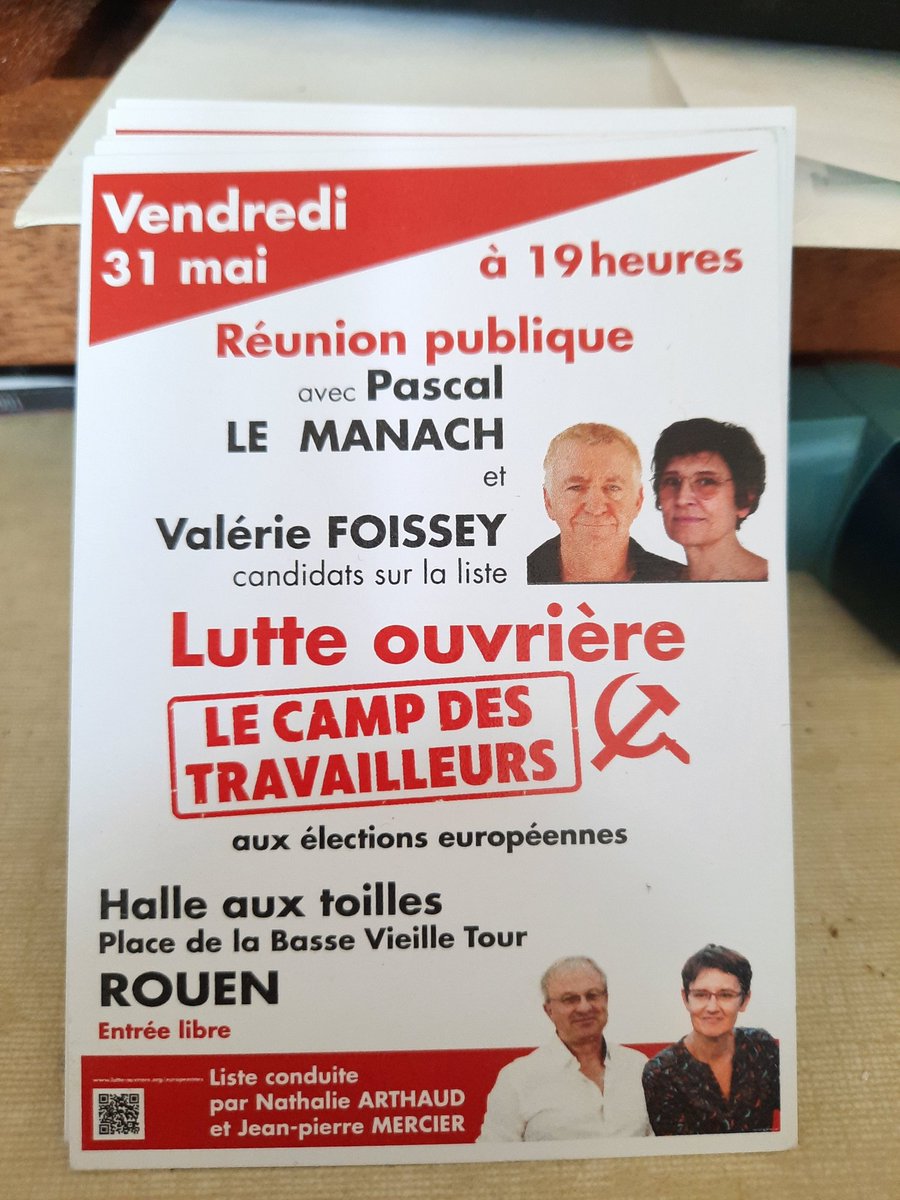 Je sors tout juste de ce formidable meeting @LutteOuvriere à Rouen.
On écoute, on débat, on échange...
Et tout est possible, évidemment.
Travailleurs du monde entier, unissez-vous !✊