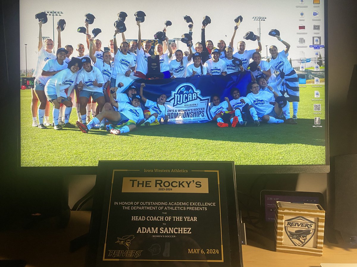 adamnephi's tweet photo. I never post these, but this 1 is special to me. I came to @IowaWesternCC to fit in, not to stand out; though w/ the impossible job to elevate the best W⚽️ program. Special because all @GoReivers programs are elite, not 1 or 2. Proud to be part of a dept that raises the standard. https://t.co/1e5hJegGby