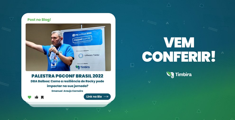 Ainda relembrando a PGConf.Brasil 2022, dessa vez daremos um breve paranorama de como foi a palestra do Emanuel! Onde ele traçou um paralelo entre os quatro primeiros filmes do Rocky Balboa, e os quadrantes de maturidade

Acesse o link bit.ly/3wXKfmK e confira!