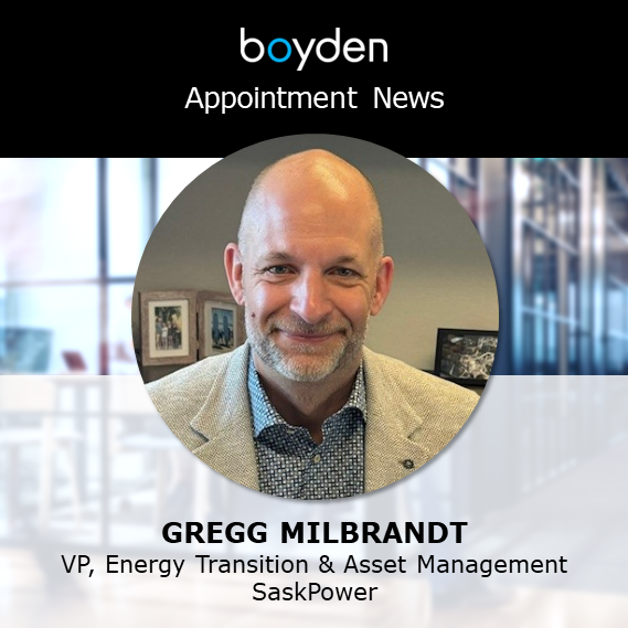 Boyden is pleased to share @SaskPower appointment news: welcoming new #VP, Energy Transition & Asset Management, Gregg Milbrandt. Recruitment co-led by Craig Hemer & Ryan Vanjoff.

#executivesearch #executiverecruitment #leadership