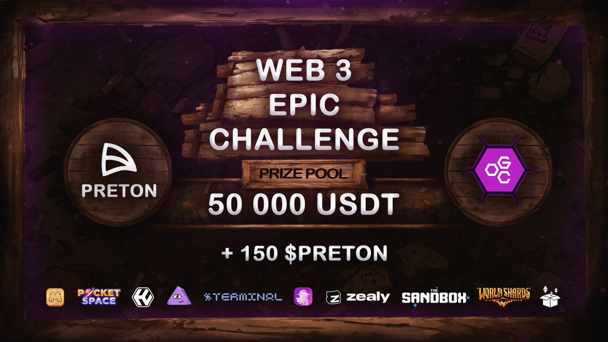 preton_official's tweet photo. PRETON joins WEB3 EPIC CHALLENGE!

Our friends from OGCommunity are organising a legendary event!

Prize fund:
- 50,000 $USDT!
- 150 $PRETON! 
- Impressive prizes from partners!

To get 150 $PRETON and participate in the WEB 3 EPIC CHALLENGE, you need to visit our bot and enter the /start command

https://t.co/6bdwSjhbLZ

Join us on this exciting journey and have fun exploring the best Web3 projects!