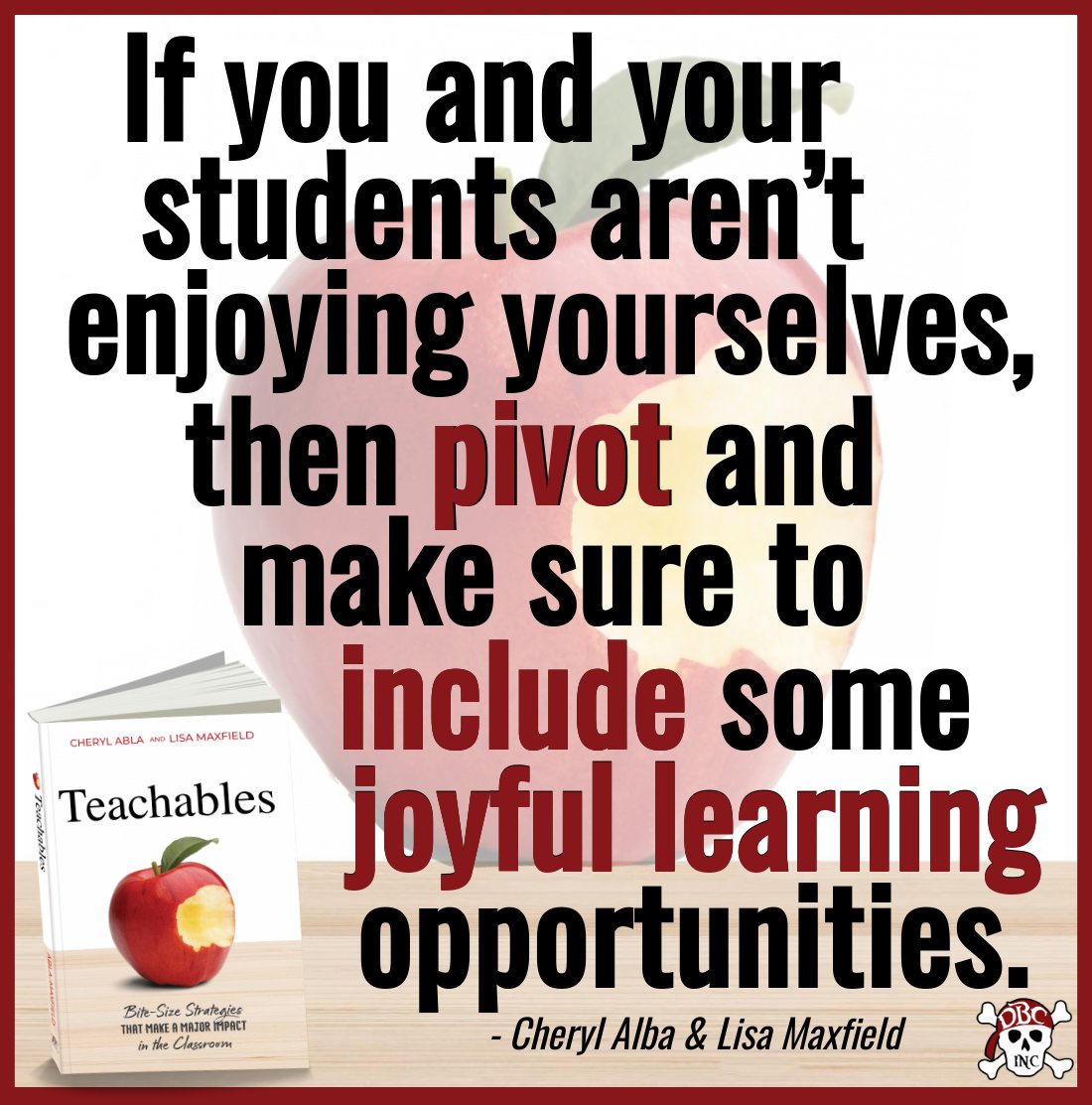 Let's be sure to include 'joyful learning opportunities.' Need ideas? ➡️🍎 #Teachables: Bite-Size Strategies That Make a Major Impact in the Classroom 📖 amazon.com/Teachables-Bit… #tlap #LeadLAP @leemaxfield29 @cherylabla @burgessdave @TaraMartinEDU