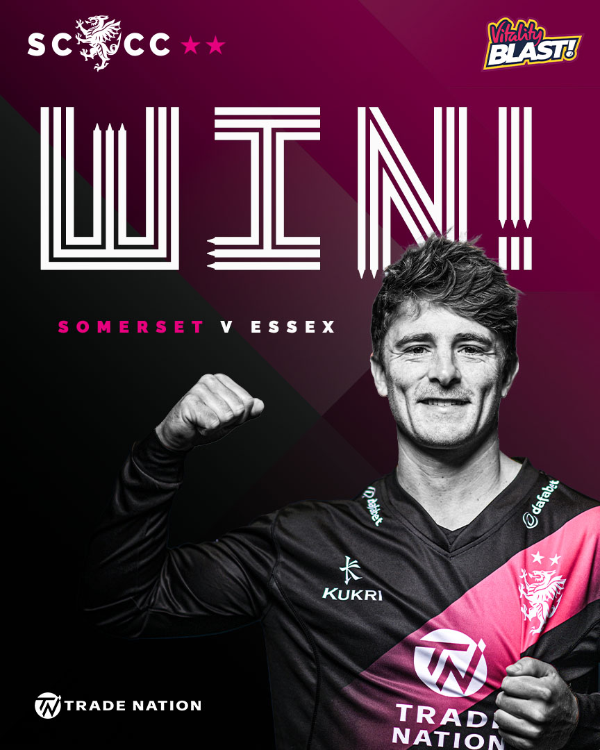SOMERSET WIN BY 4 WICKETS!!!!!!!!!!!!!! 🔥🔥🔥🔥🔥🔥🔥🔥🔥

#SOMvESS 
#WeAreSomerset 
<a href="/ItsTradeNation/">Trade Nation</a>