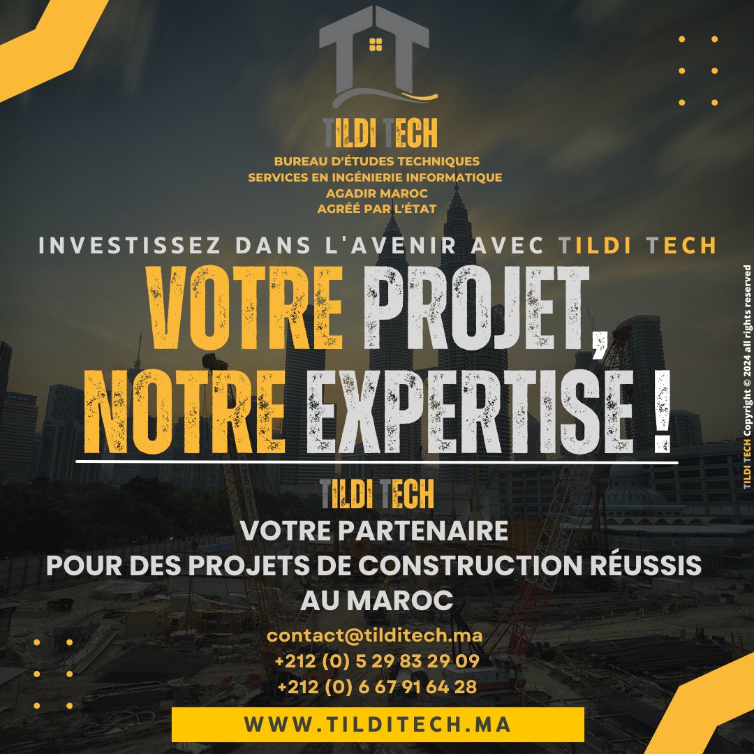 TildiTech's tweet image. 🚀 𝐈𝐧𝐯𝐞𝐬𝐭𝐢𝐬𝐬𝐞𝐮𝐫𝐬, 𝐩𝐫𝐞́𝐩𝐚𝐫𝐞𝐳-𝐯𝐨𝐮𝐬 𝐚̀ 𝐝𝐨𝐧𝐧𝐞𝐫 𝐯𝐢𝐞 𝐚̀ 𝐯𝐨𝐬 𝐩𝐫𝐨𝐣𝐞𝐭𝐬 𝐚𝐮 𝐌𝐚𝐫𝐨𝐜 ! 🏗️✨

💻 : tilditech.ma

#TILDITECH  #construction  #investissement  #maroc  #etudestechnique  #projets  #bureaudetudes  #innovation