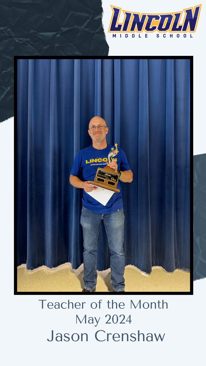Congratulations to our May Teacher of the Month, Mr. Crenshaw. Ms. Crenshaw teaches Science to our students. #StrivingForGreatness