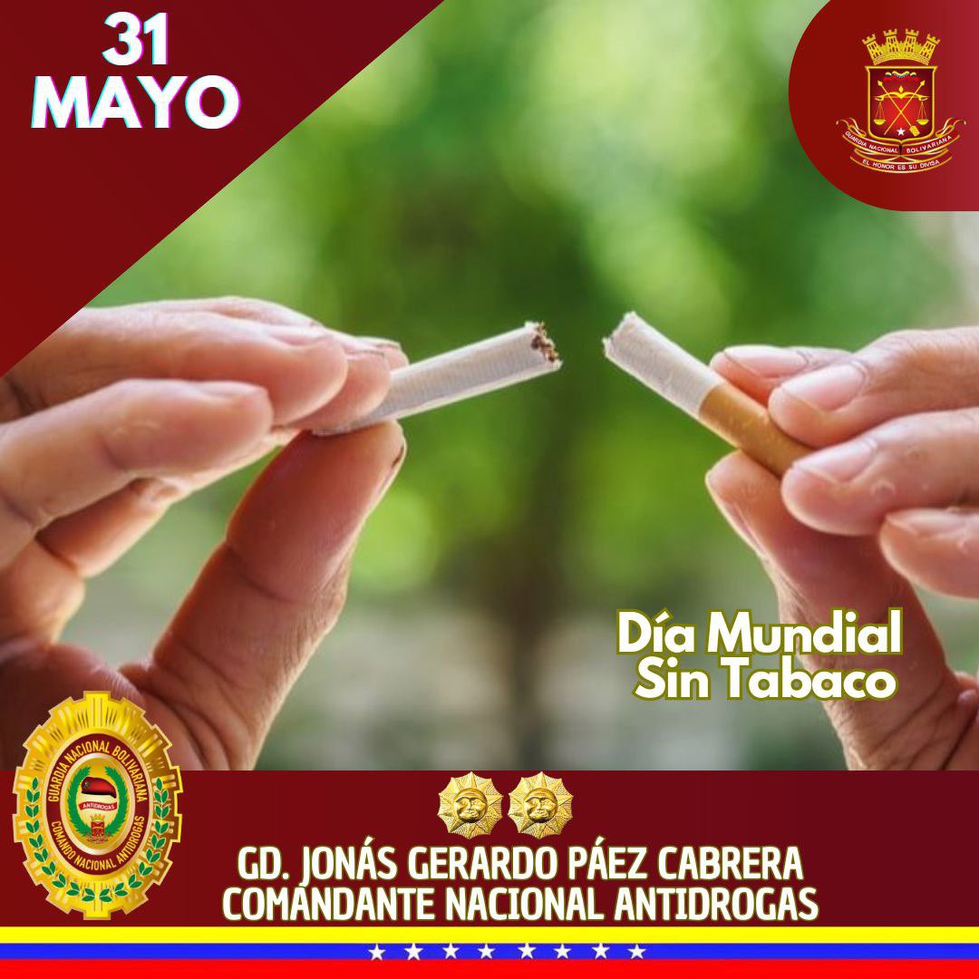 #Efeméride cada #31Mayo se celebra a nivel mundial el Día Internacional de No Fumar. Esta iniciativa tiene como objetivo crear conciencia en la población sobre los peligros asociados al tabaco invitando a quienes sufren de este nocivo vicio a no hacerlo durante 24horas continuas.