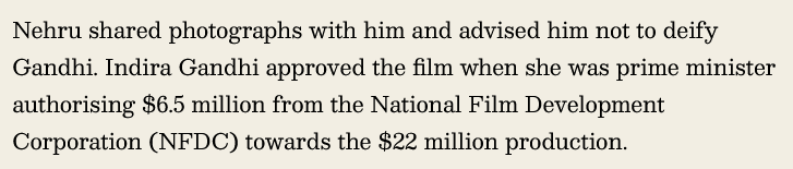 Since people are talking about the film.... this is what a government co-production looks like :)))
NFDC is credited as a co-producer on Gandhi as well.
Just saying...