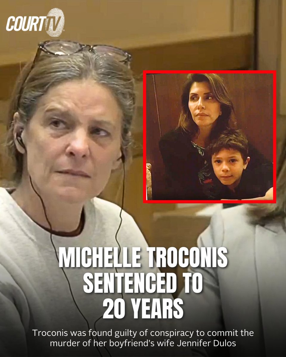 #MichelleTroconis is sentenced to 20 years in prison for her role in the disappearance of Connecticut mom #JenniferDulos.

Troconis told the judge at sentencing 'I deeply regret ever being in a relationship with #FotisDulos.'

#CourtTV Is this justice?