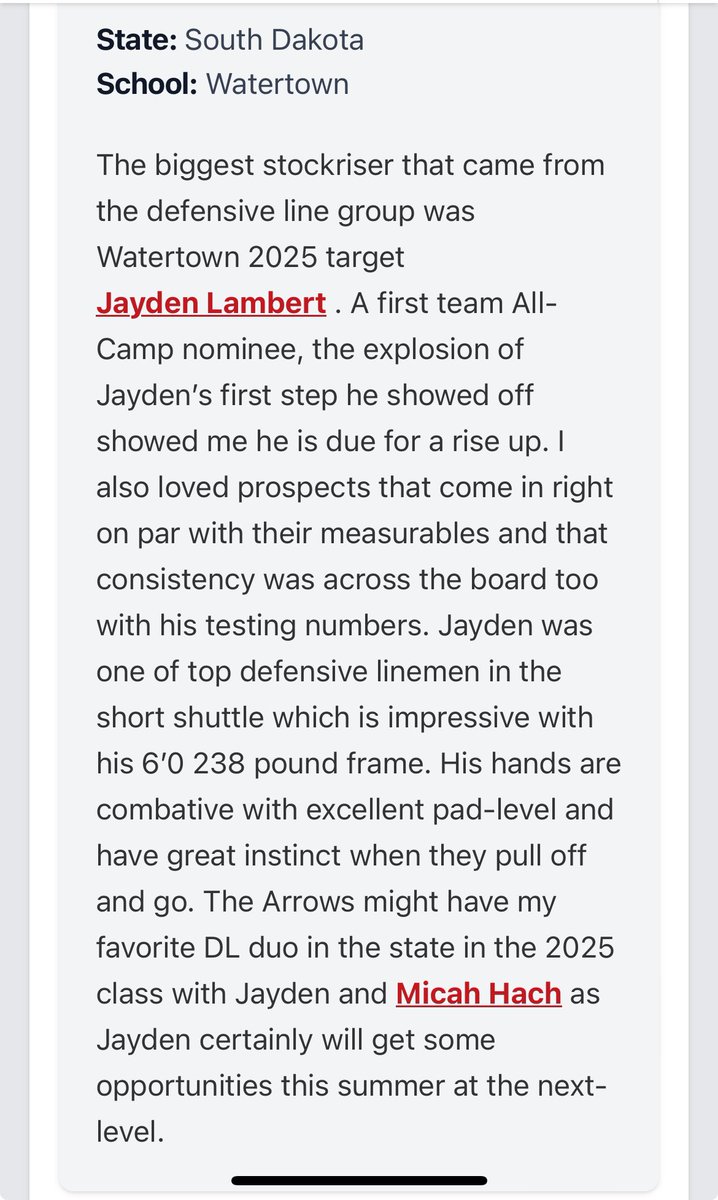 Thanks for the write up!!!! <a href="/NWahlScouting/">Nate Wahl</a> <a href="/PrepRedzoneDAK/">Prep Redzone Dakotas</a>
