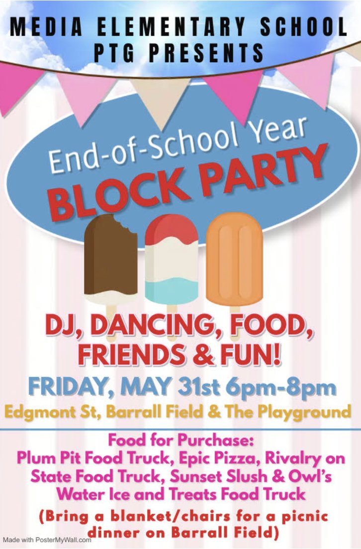 Media Elementary has been very busy throughout the month of May with many fun activities, trips, and events!  Tonight (5/31) we end the month with one of our favorite events of the year, The MES Annual Block Party, from 6:00-8:00pm!  We hope to see you there tonight!