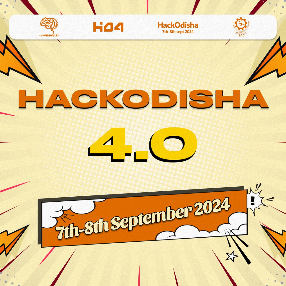 🚀 After 1, 2and 3 edition, we're coming with mostawaited HackOdisha 4.0 is finally here on September 7-8! Prepare for 36 hours of innovation, networking, and competition. Don't miss your chance to be a part of this incredible event. Follow us for all the latest updates!