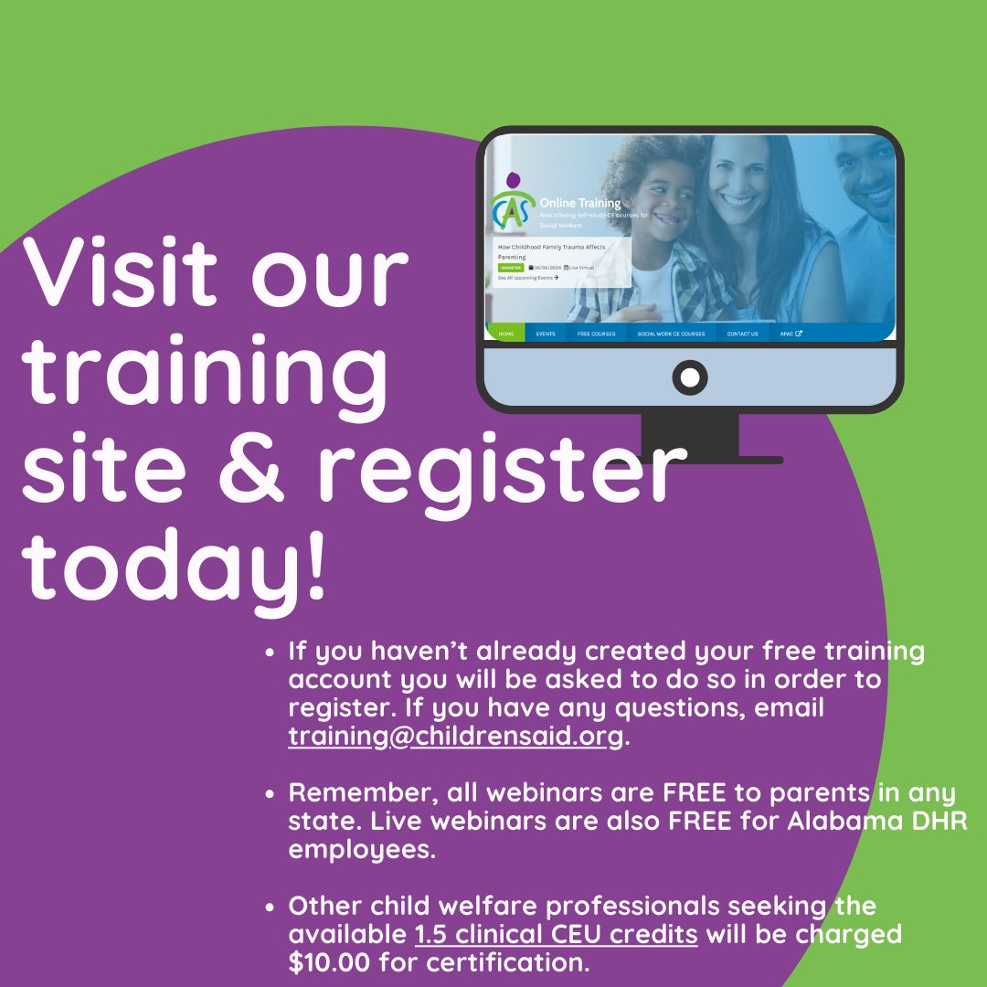 ChildrensAidOrg's tweet image. 📷 Join Us for an Insightful Webinar! 📷
Discover the profound impact of childhood trauma on adult life with expert Kaytee Gillis, LCSW-BACS.
📷 Date: June 6, 2024
📷 Time: 11:30 am - 1:00 pm
📷 Register Now: bit.ly/3QhWr8l
#cyclebreakers #breakingcycles #fosterparents