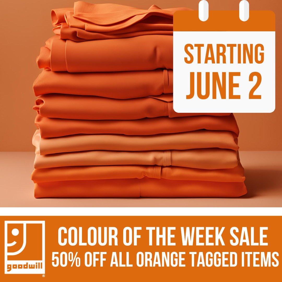 Our Colour of the Week is ORANGE! All orange tagged items are 50% off all week!

Sale now includes all tagged clothing items! Find a store near you and pick up something tagged orange today! 👀

#Thrift #SustainableFashion #SecondhandFashion #HamOnt #BurlOn #Oakville #Fashion