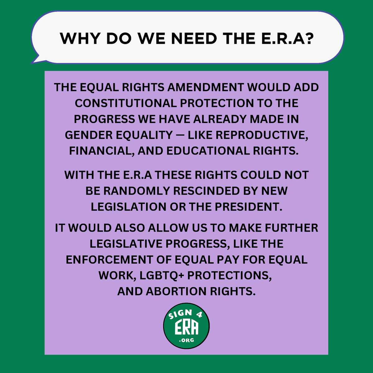 Sign4ERA's tweet photo. Americans have the mistaken belief that Women are Equal under the constitution.  Sadly NO, even after 100 years.  NOW is the time to fix that. Congress must bring the #EqualRightsAmendment #ERA to the floor for a vote this session.  Demand Equality https://t.co/AwkTm0Ru8d https://t.co/HdMZXhCr4P