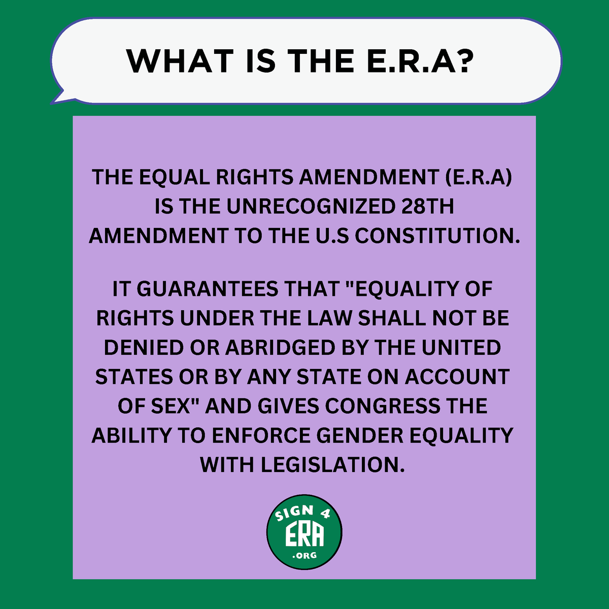 Sign4ERA's tweet photo. Americans have the mistaken belief that Women are Equal under the constitution.  Sadly NO, even after 100 years.  NOW is the time to fix that. Congress must bring the #EqualRightsAmendment #ERA to the floor for a vote this session.  Demand Equality https://t.co/AwkTm0Ru8d https://t.co/HdMZXhCr4P