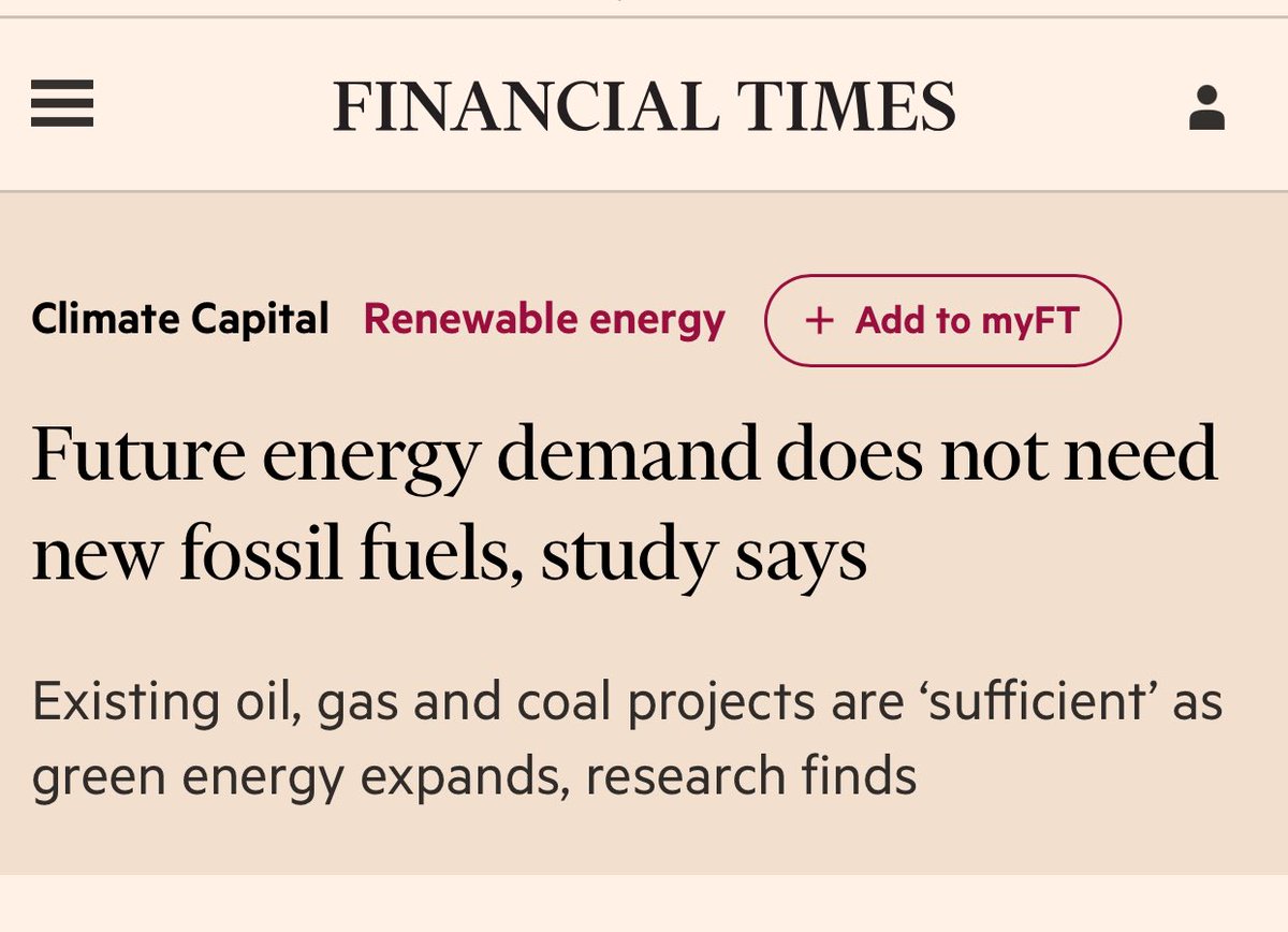 „The study is the first peer-reviewed paper in a scientific journal to argue that no more fossil fuel projects are needed as renewable energy sources take up the demand, and expands on the findings produced in 2021 by the International Energy Agency.“
ft.com/content/6af75e…