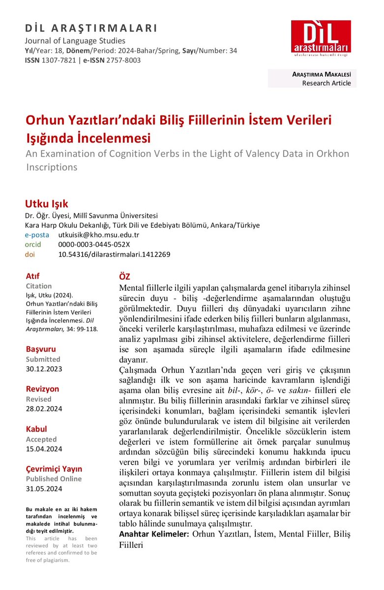 _Utkkuu's tweet photo. Dil Araştırmaları dergisinin 34. sayısı kutlu olsun. https://t.co/KSOUrhtE1x