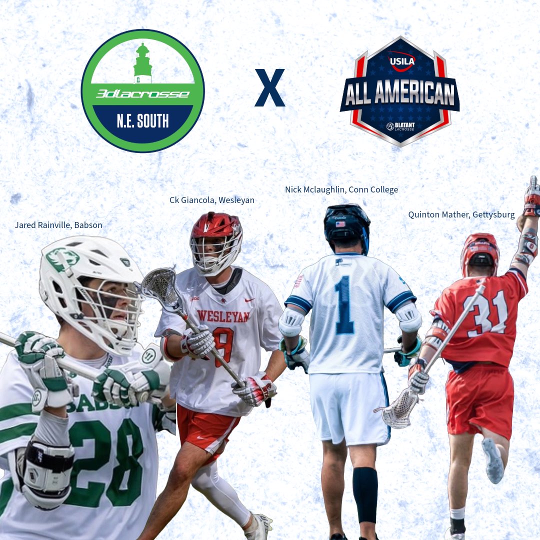 🇺🇸 USILA ALL-Americans 🇺🇸

Congratulations to these four alums for well-deserved recognition as top players in the country this past spring season <a href="/USILA_Lax/">USILA</a> 

•Ck Giancola, Wesleyan
•Jared Rainville, Babson
•Quinton Mather, Gettysburg 
•Nick Mclaughlin, Conn. College