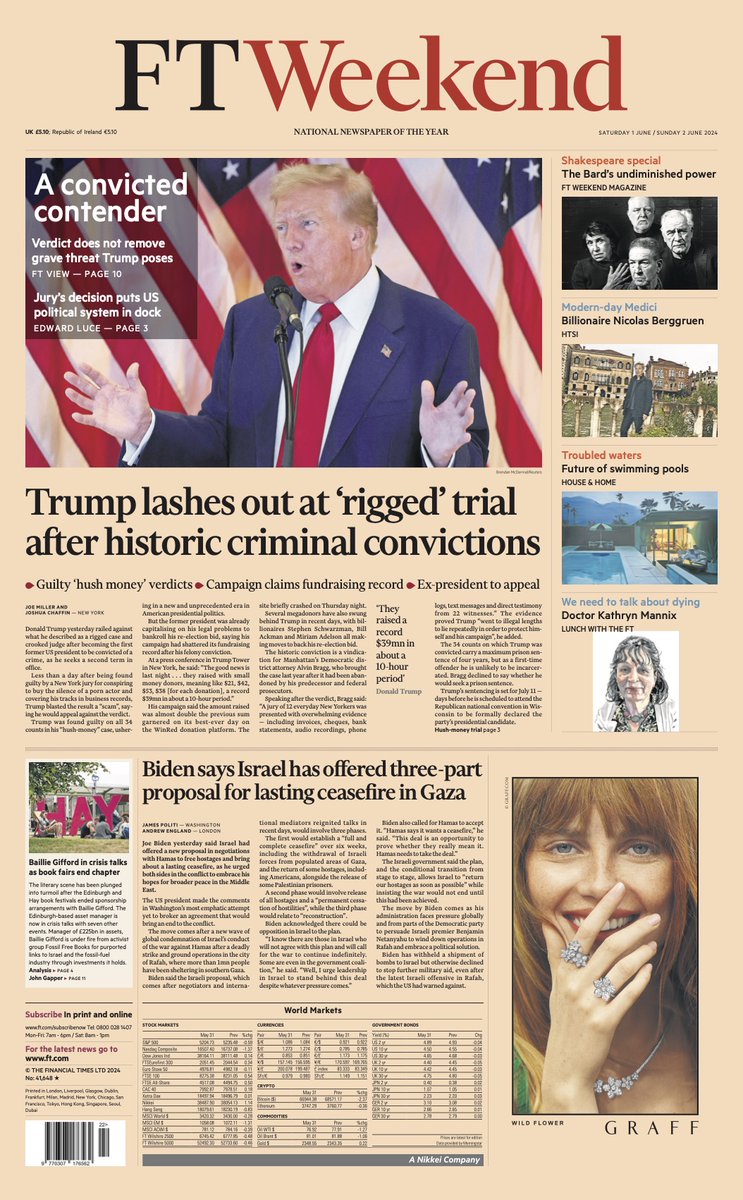 Just published: front page of the Financial Times, UK edition, Saturday 1 June on.ft.com/4c0zZZN