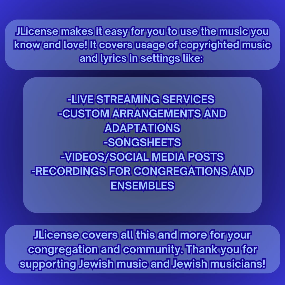 tmp_jlicense's tweet image. What Every Synagogue Professional, Cantor, and Rabbi Should Know About JLicense

Purchasing the license is only part of becoming a copyright-compliant organization. Here is some information that each licensee should know!

The JLicense and TMP staff are always here to help!