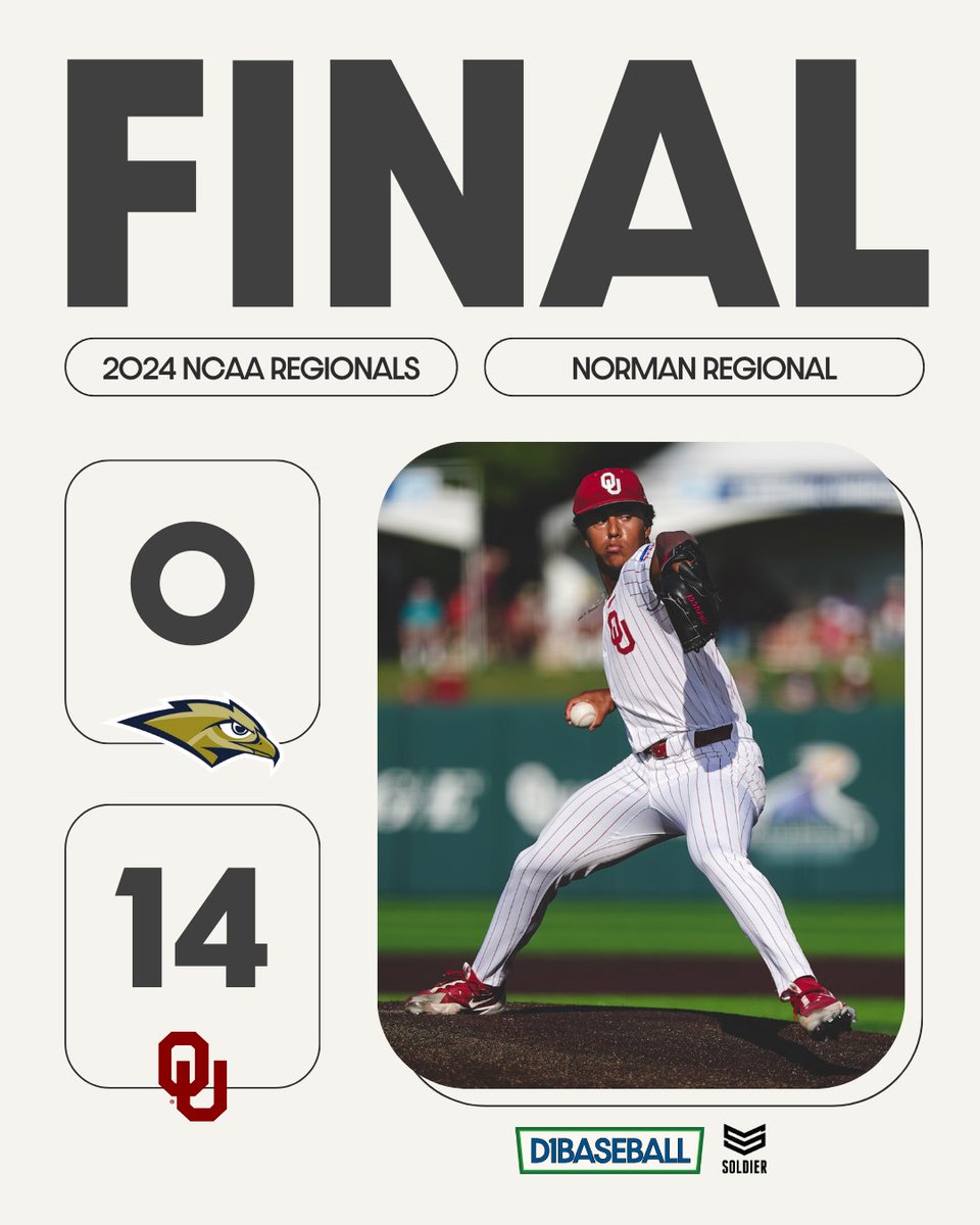 FINAL FROM NORMAN @OU_Baseball 14 Oral Roberts 0 Presented by @soldier_sports