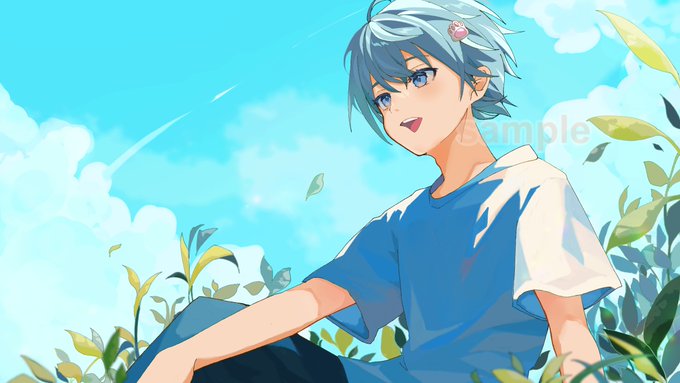 「blue hair sky」 illustration images(Latest)