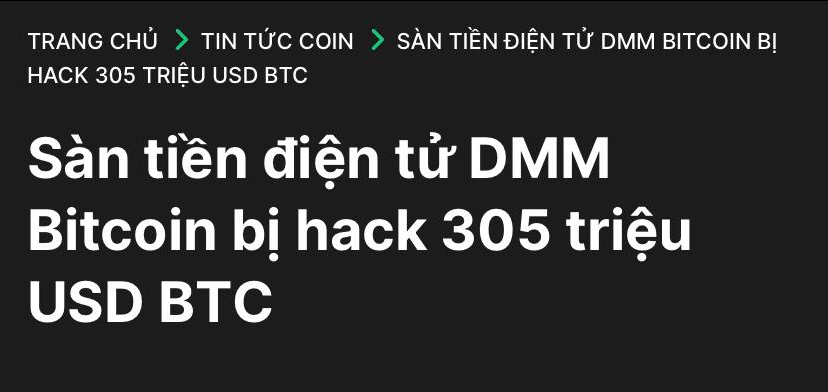 DiamondLabs_Vi's tweet photo. Tin tặc đã đánh cắp toàn bộ Bitcoin của khách hàng gửi vào một sàn giao dịch của Nhật Bản, nhưng nền tảng này đã hứa sẽ hoàn trả toàn bộ tiền cho tất cả người dùng sau sự cố. 
Sàn giao dịch tiền điện tử Nhật Bản DMMBitcoin đã bị hack vào ngày 31 tháng 5, mất khoảng 4.502,9 Bitcoin (BTC) trị giá khoảng 308 triệu đô la vào tay những kẻ xấu trong vụ hack lớn thứ bảy của tiền điện tử và là vụ trộm lớn nhất kể từ tháng 12 năm 2022, theo Chainlysis. 
Công ty đã áp dụng các hạn chế đối với các dịch vụ như rút tiền, mua giao dịch giao ngay, vị thế đòn bẩy mới và người dùng mới cho đến khi có thông báo mới để ngăn chặn thêm nhiều dòng tiền chảy ra. Dòng tiền chảy ra có thể bắt nguồn từ ví nóng được sử dụng cho các giao dịch thường xuyên nhưng nền tảng này không loại trừ khả năng xâm phạm một trong các giải pháp lưu trữ lạnh của mình. Tại thời điểm báo chí đưa tin, DMM chưa tiết lộ thông tin chi tiết về lỗ hổng mà tin tặc khai thác trong vụ "rò rỉ trái phép". 
Theo thông báo, việc hoàn trả toàn bộ tiền là có thể do tuân thủ luật pháp địa phương. Luật pháp Nhật Bản yêu cầu các nhà cung cấp dịch vụ tài sản ảo phải quản lý thanh khoản của công ty riêng biệt với tiền của người dùng.