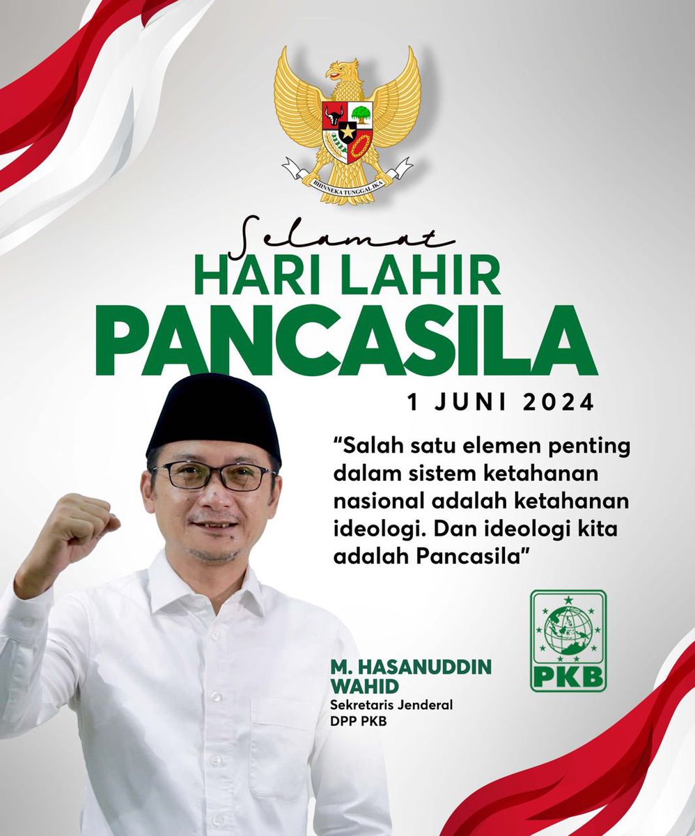 Selamat memperingati hari lahir pancasila. Mari teruskan semangat gotong royong dan persatuan untuk membangun Indonesia yang lebih maju dan sejahtera 🇮🇩

#1PKB
#harilahirpancasila