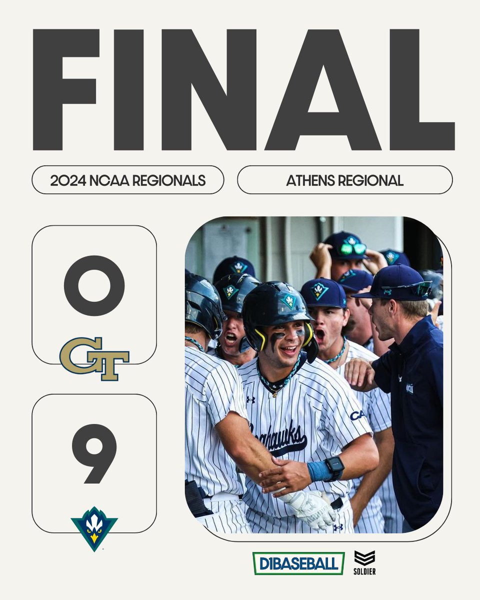 FINAL FROM ATHENS @UNCWBaseball 9 Georgia Tech 0 Presented by @soldier_sports