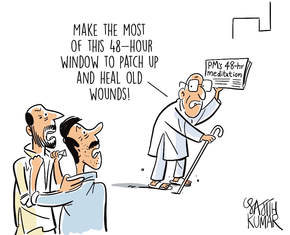 #ModiMeditation cartoon @DeccanHerald