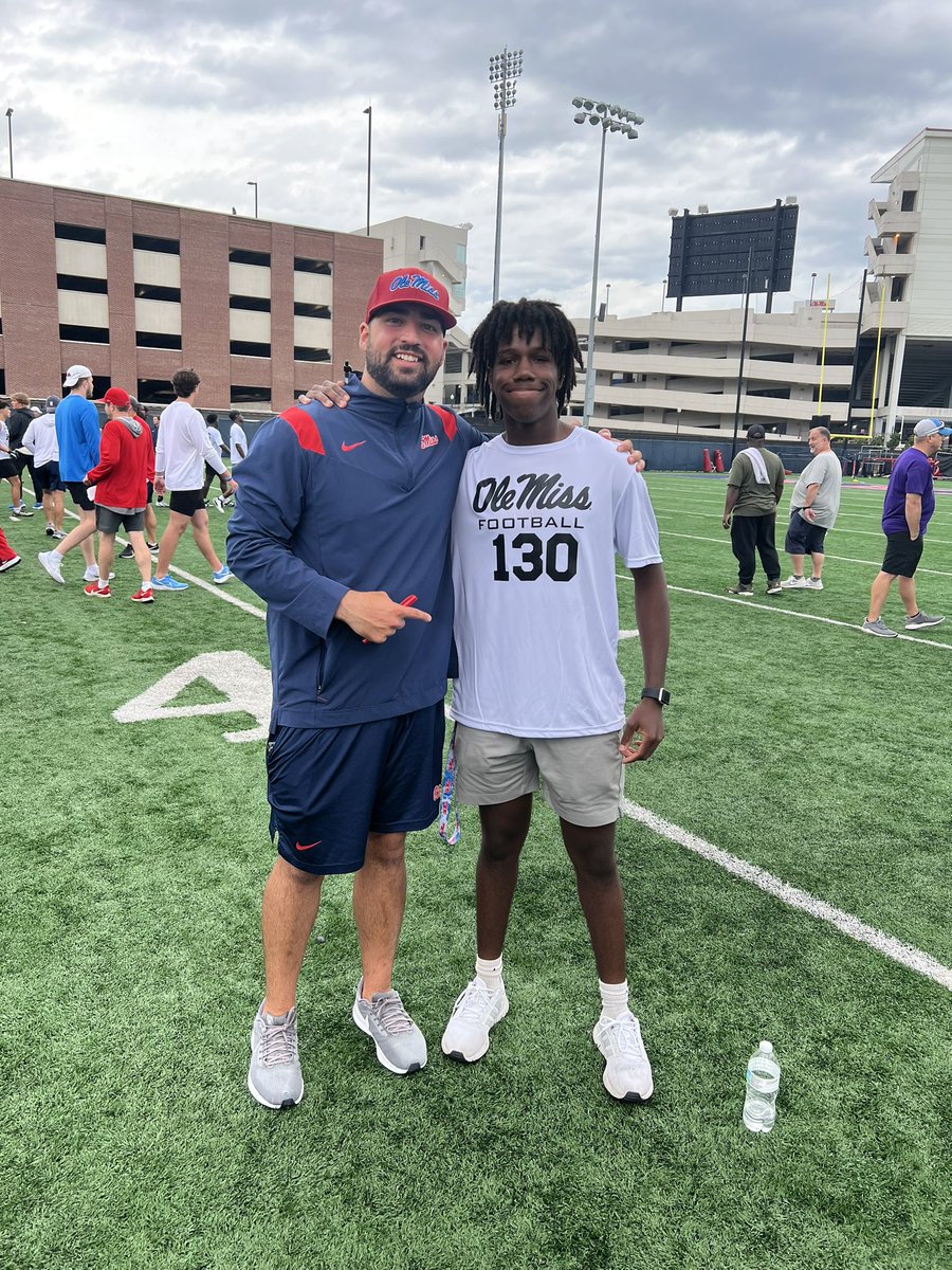 carterdugannn's tweet photo. Had a great time back with @OleMissFB today at camp! Love this environment &amp; still improving. Thank you so much for the invite @CoachSchoonie @CoachSchex https://t.co/5QLvAZJVX2
