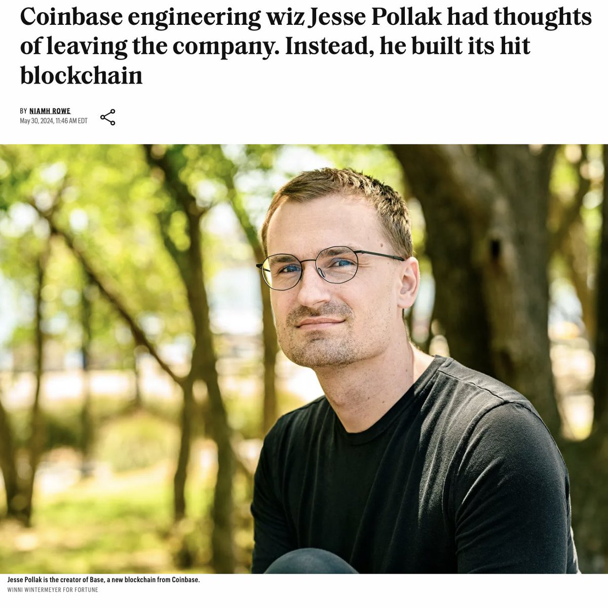🔵 𝗢𝗡𝗖𝗛𝗔𝗜𝗡 𝗗𝗔𝗜𝗟𝗬 🔵 We're championing a future where incredible work is accessible to all, and that’s why we’re sharing this article from @FortuneCrypto about our very own @jessepollak, onchain Originally published behind a paywall, the Fortune team agreed to