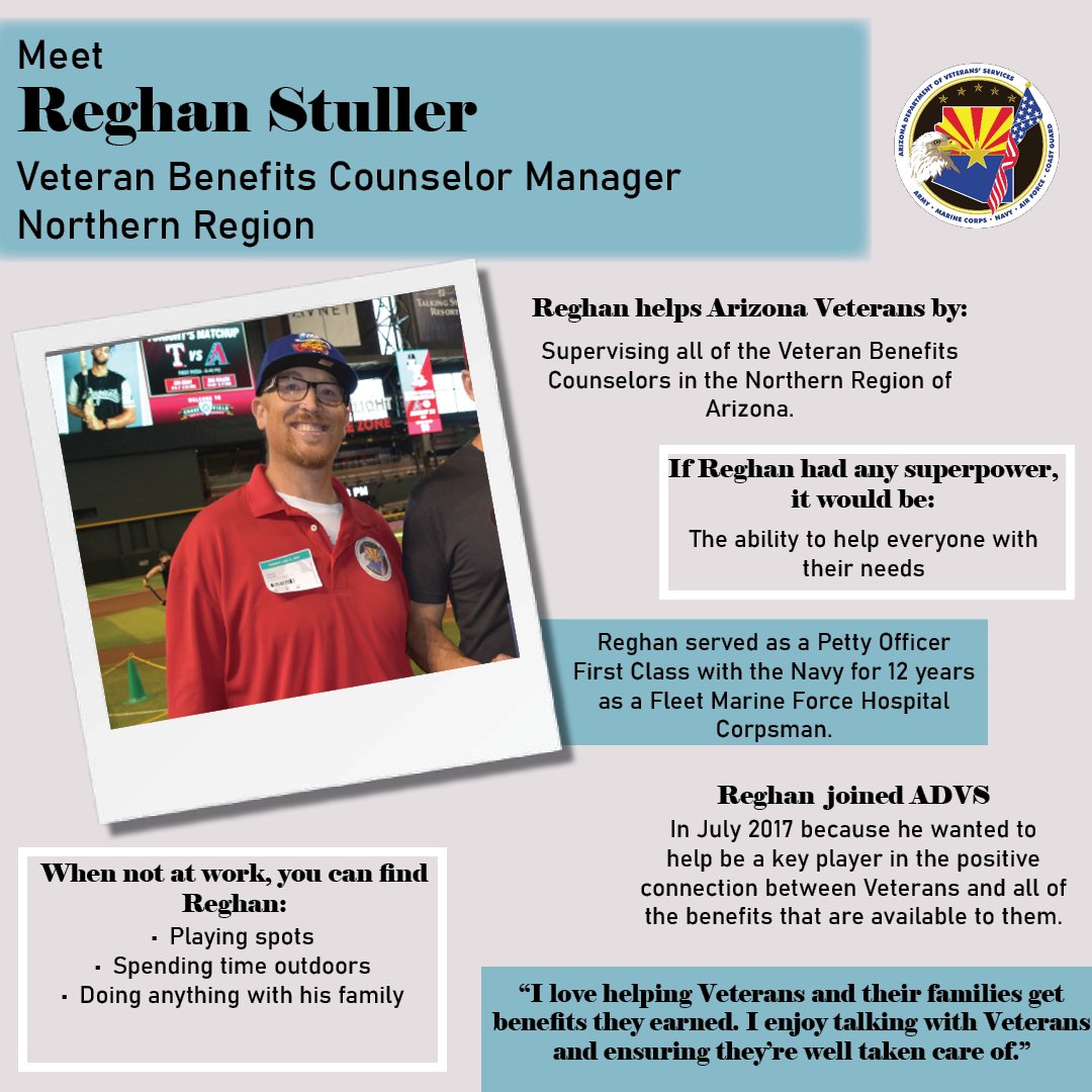 After more 10 years with the #Navy, @AZVETS VBC Regional Manager Reghan Stuller wanted to help other #Veterans & their families get connected to the benefits they rightfully earned.

READ MORE: bit.ly/4dVy6Q1

#AZVets #StaffSpotlight #MilitaryAppreciationMonth