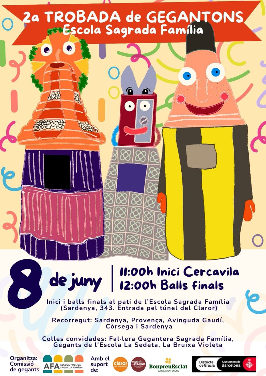 afa_escolasafa's tweet photo. Famílies, 
Veniu a ballar amb els gegantons de l'escola sagrada família el proper 8 de juny a les 11:00 al pati.
@EscPublicaSAFA https://t.co/AdE6lP9ERG