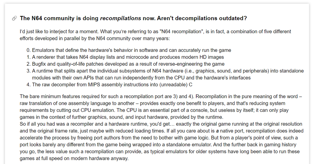 ReC98Project's tweet image. Wrote a few words about the recent N64 recompilation hype and how it relates to ReC98: