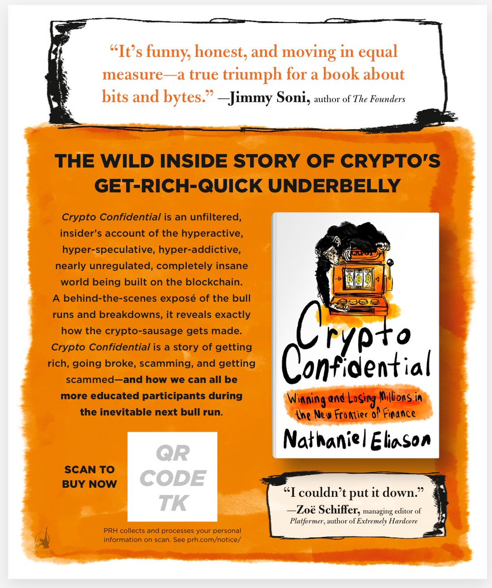 The @portfoliobooks marketing team is so great. I needed a design for a Crypto Confidential magazine ad. Look what they came back with 👀