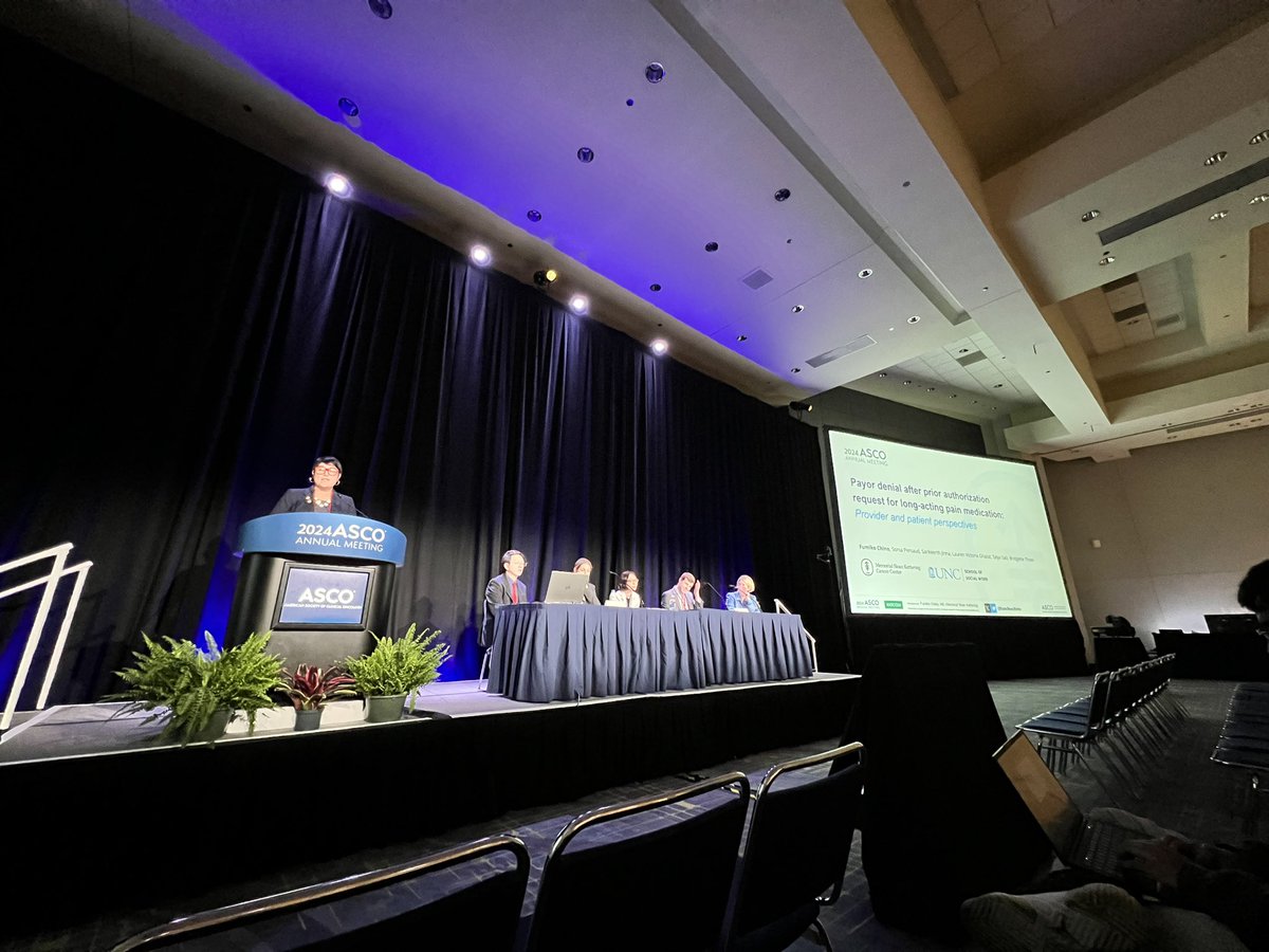 Dr. @fumikochino presenting patient & provider perspectives of #priorauth at the Quality Care/HSR oral session @ASCO