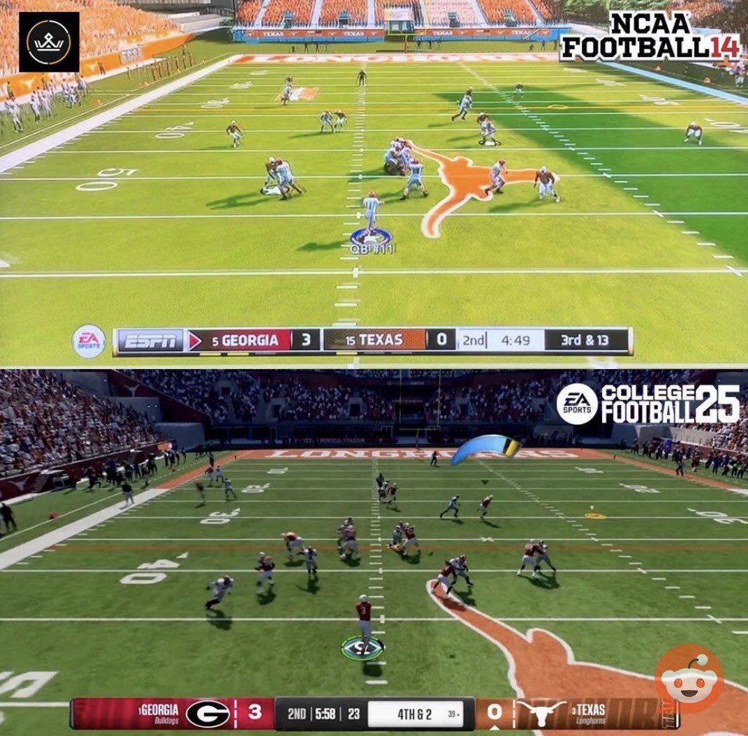 Georgia vs Texas in Ncaa 14 vs College Football 25