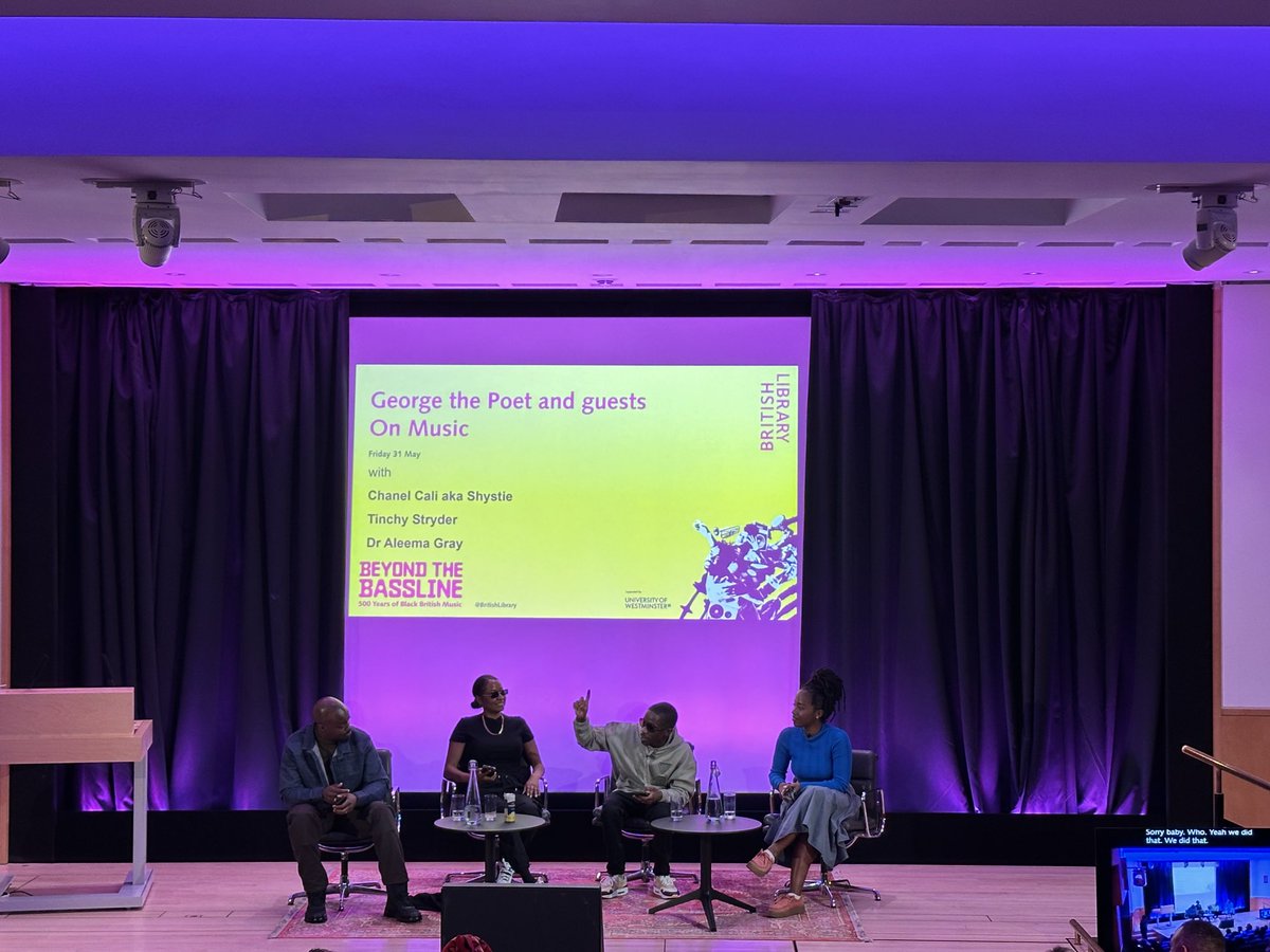 Fantastic evening ⁦@britishlibrary⁩ listening to panel curated by ⁦@GeorgeThePoet⁩, on occasion of Beyond the Bassline: 500 Years of Black Music. Proud to be his PhD supervisor!