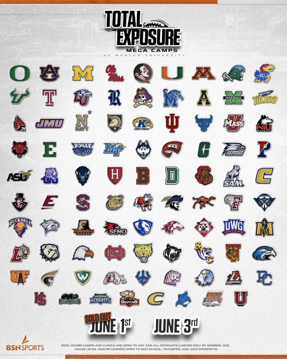 I will be attending <a href="/MercerFootball/">Mercer Football</a> Mega Camp tomorrow June 1st in session 2. Excited to Compete! <a href="/Coach_Hayashi/">Brandon Hayashi 🇯🇵🇪🇬</a> <a href="/ant_arguello/">AGA</a> <a href="/KevinPuckettJr/">Kevin Puckett Jr</a> <a href="/CitrusFootball/">Citrus College Football</a> <a href="/CoachJesse18/">Jesse Chinchar</a> @CoachMeyerTS