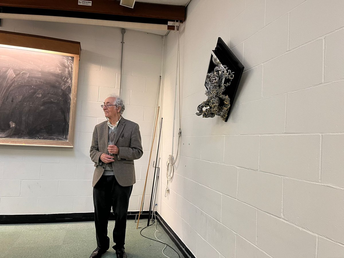 montu_saxena's tweet photo. Wonderful occasion in @DeptofPhysics today when a sculpture installation was unveiled in honour of Prof Brian Josephson (Noble Prize in Physics '73) known widely for the #JosephsonEffect, conceptualised and crated by scientist and sculptor @TenFleming and thank you Mike Payne! https://t.co/kmfZroXfpz