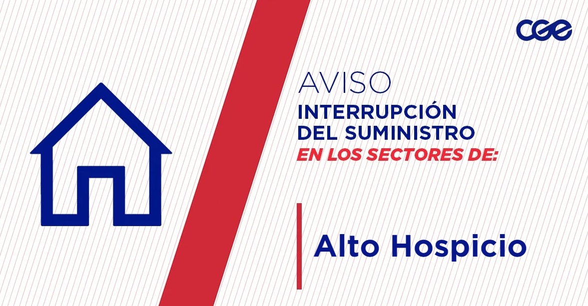 Informamos a nuestros clientes de los sectores Pasaje Oficina Salitrera La Noria, Cerro Santa Rosa, Avenida Los Cóndores, Avenida La Pampa en la comuna de #AltoHospicio, la interrupción del suministro eléctrico. Nuestro personal de emergencia ya está informado.