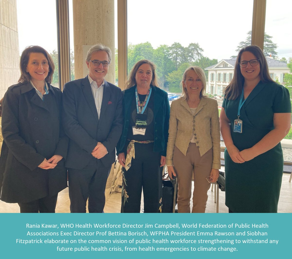 Working4H's tweet photo. An exciting day at #WHA77 with multiple discussions with countries &amp; professional associations to advance partner-driven efforts on 
✅national workforce capacity for essential public health functions
✅#migration 
✅@g20org 
@JimC_HRH @LauraMagVall @WFPHA_FMASP @oficialisabelap https://t.co/CHxPZeSqs7