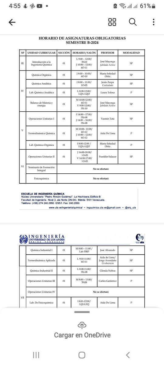 centroeiq20's tweet photo. 📢#Atención

La @eiq_ula da a conocer los horarios de las asignaturas ofertadas para el semestre B-2024 

#GentedeTrabajo https://t.co/Jf6gb80l0W