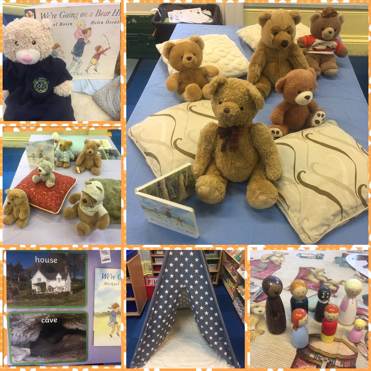 Our Nursery children joined P1HS <a href="/stjosephsabn/">stjosephsprimary</a> for their second transition session. As we continue on our journey, Going on a Bear Hunt, we explored ‘where’ the family and bear live. Blankets, bears, books and bundles of fun. Cave building in class. 📖 🐻